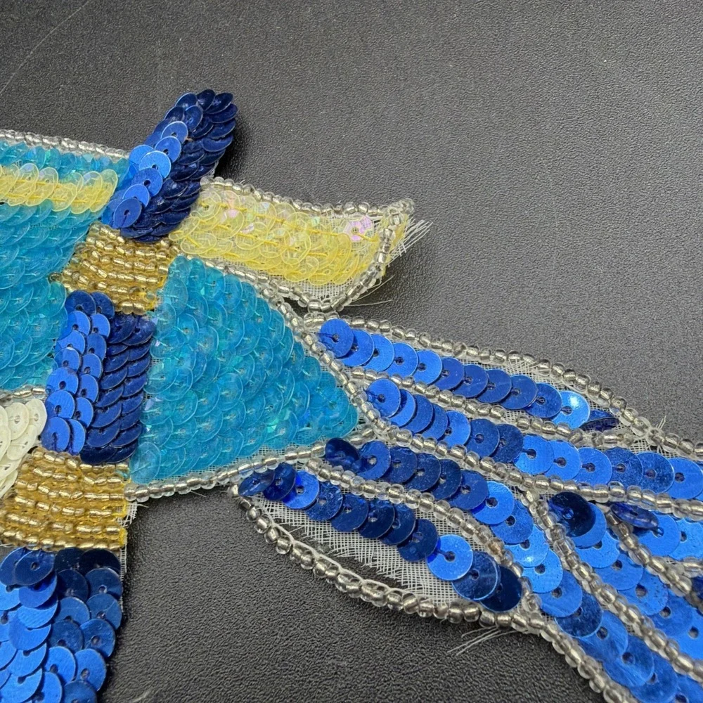 VTG Parrot, Peace Dove, And Heart Beads & Sequins Sew-On Appliqué Patches *READ